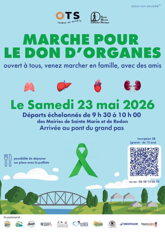 Marche pour le don d’organes – Samedi 23 mai 2026 à Redon