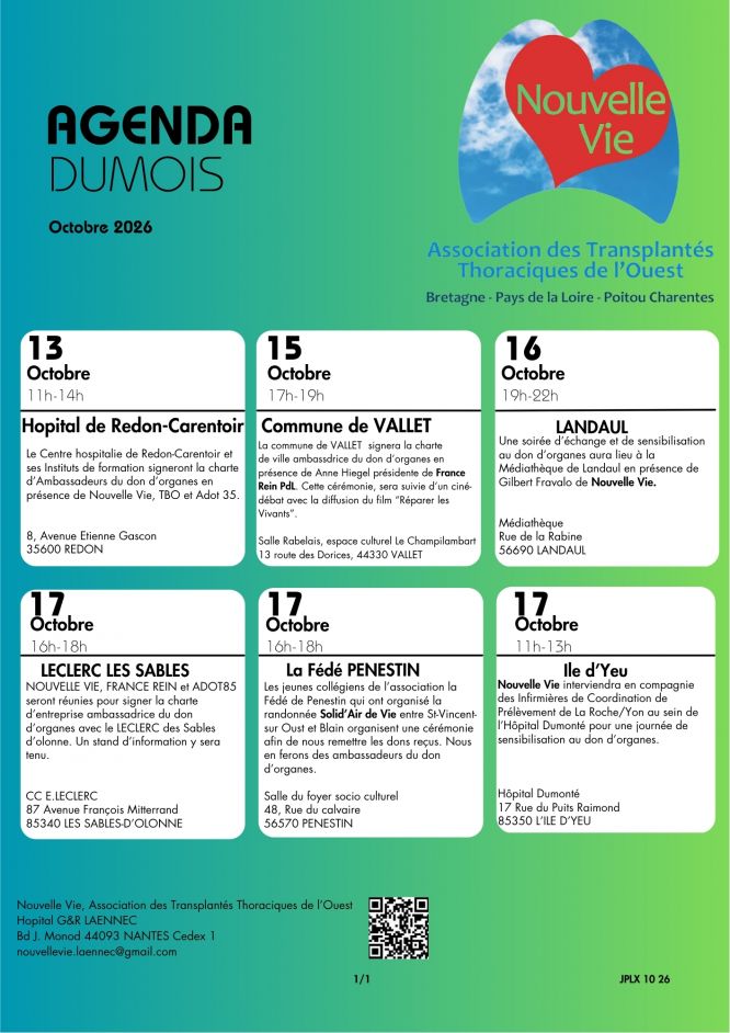 Agenda du mois